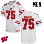 Men's Wisconsin Badgers NCAA #75 Micha Kapoi White Authentic Under Armour Stitched College Football Jersey GG31T30RH